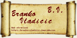 Branko Vladičić vizit kartica
